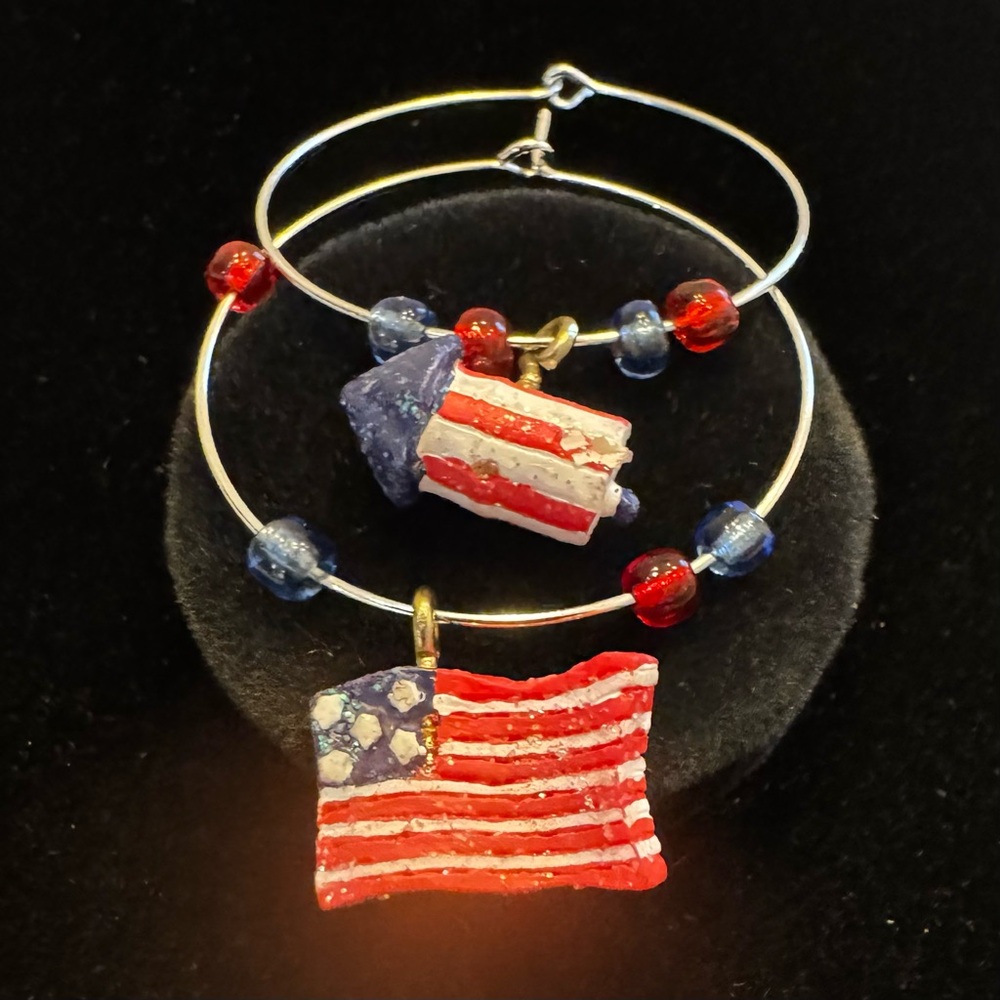 Hand Crafted 4th of July Patriotic Hoop Earrings